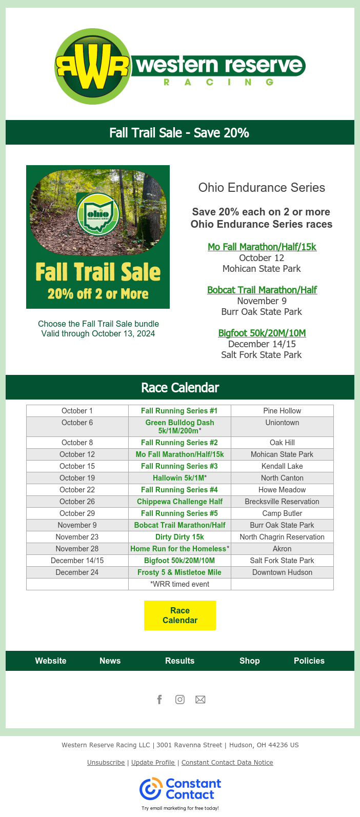 Fall Trail Sale: Save 20% off 2 or More - Ohio Endurance Series https://conta.cc/3zqiWTy