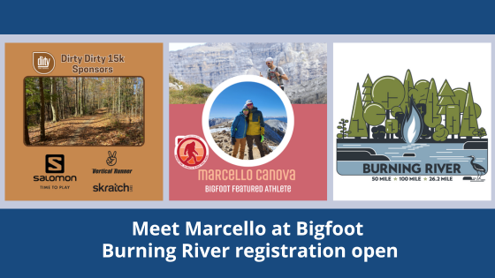 Dirty Dirty 15k this Saturday! Meet Marcello at Bigfoot! Burning River registration is open! https://conta.cc/3UZVF2b